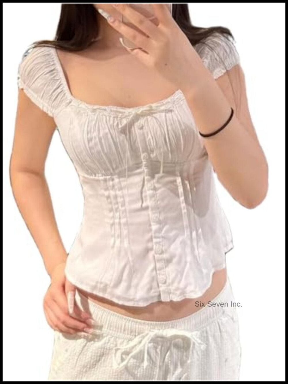 Women Square Neck Babydoll Peplum Top Cap Sleeve Ruffle Crop Y2K